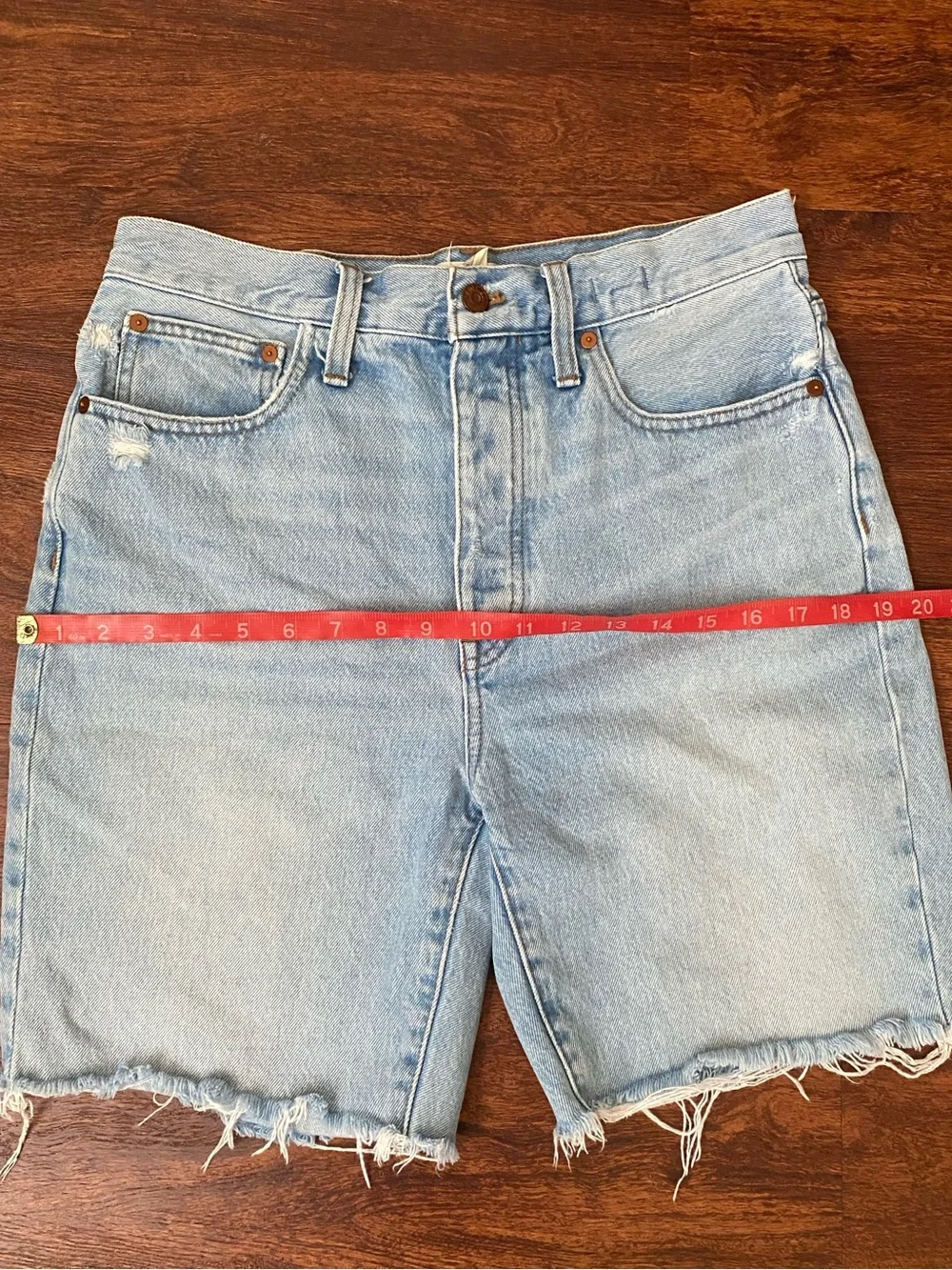 Madewell long baggy denim shorts!